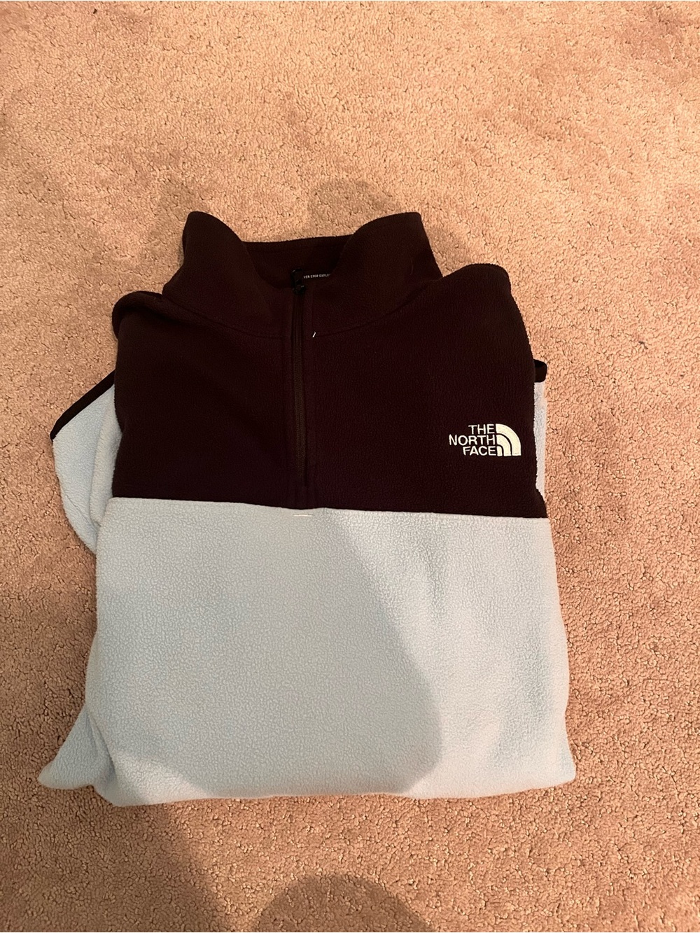 The North Face Two-Tone Quarter-Zip Fleece - Black and Light Blue